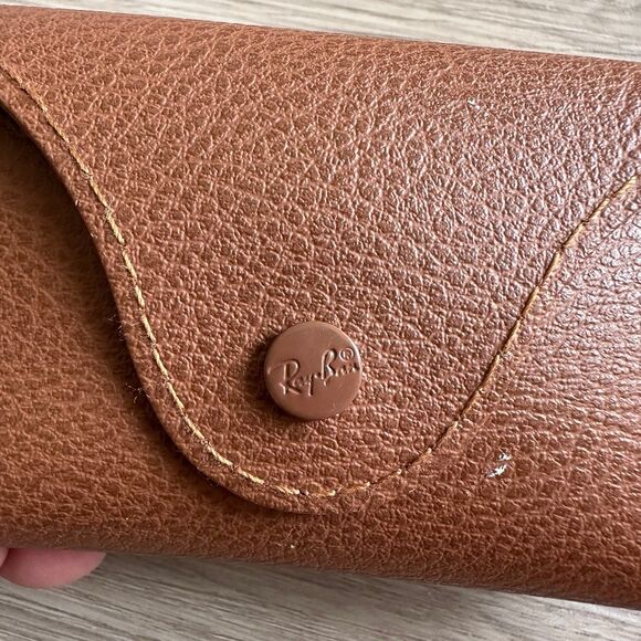 RayBan Eyeglasses Semi-Soft Snap Close Case with Lens Cloth Cognac Brown - Picture 3 of 10